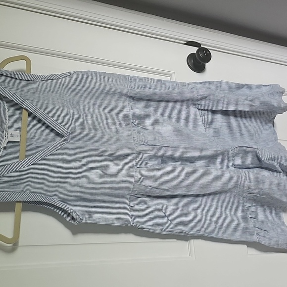 NWOT Lucky Brand Blue Sleeveless V-Neck Tiered Linen Sundress - Picture 3 of 5